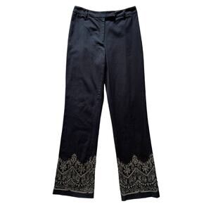 Vintage 90's Dana Buchman Black Pants with Gold Embroidery Size 6